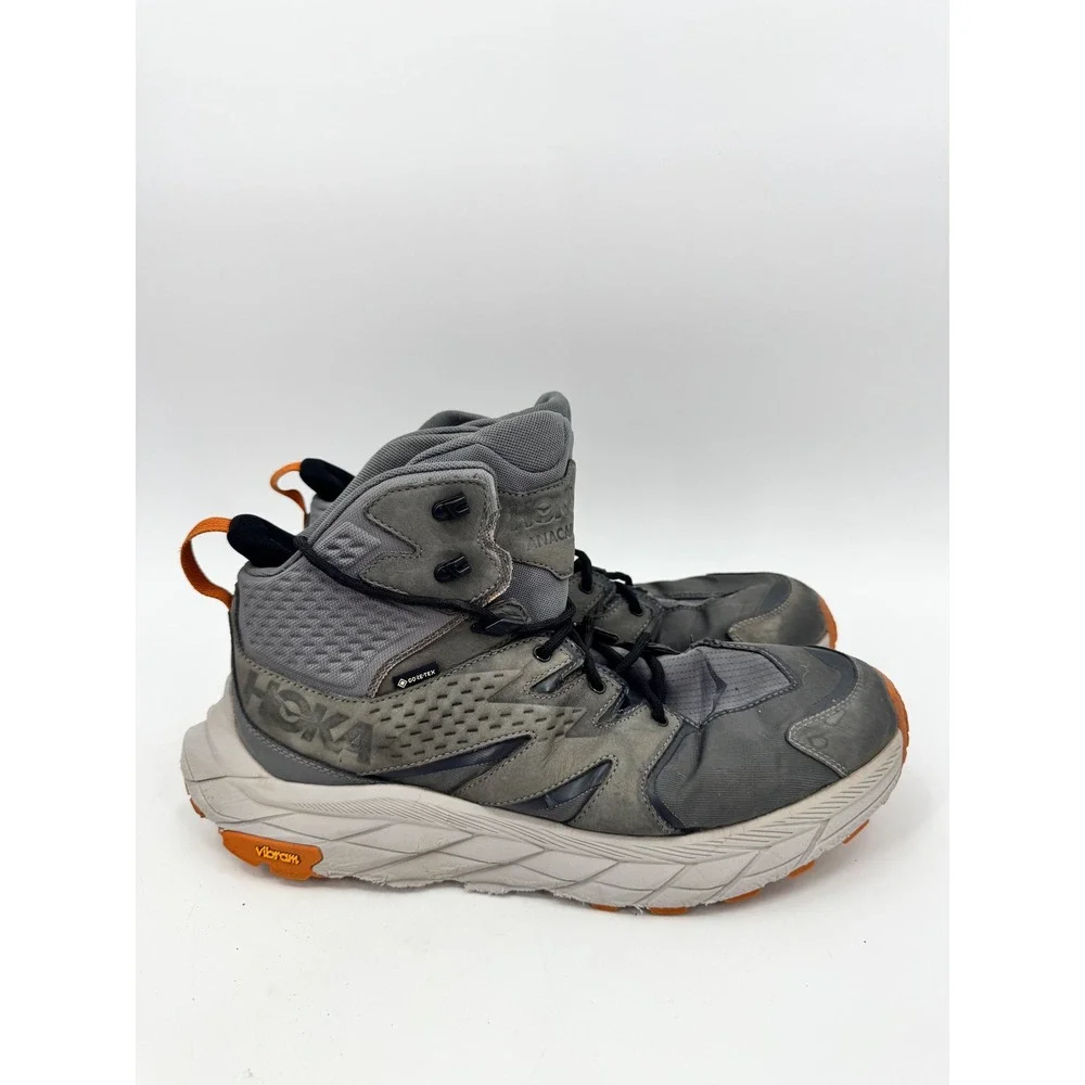 Hoka Anacapa Mid GTX Men 14 Grey Gore-Tex Hiking Boots Waterproof Vibram